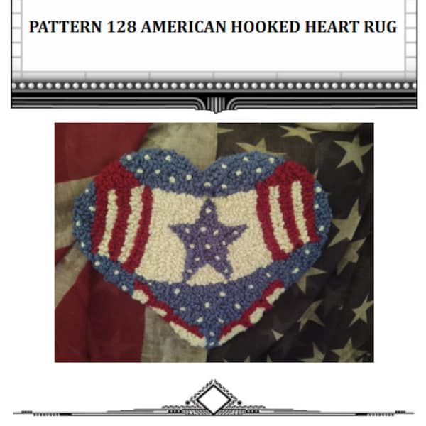 Hooked Rug Flag Heart Thewarehouseshelf Flag Heart Hooked Rug PDF Pattern Only