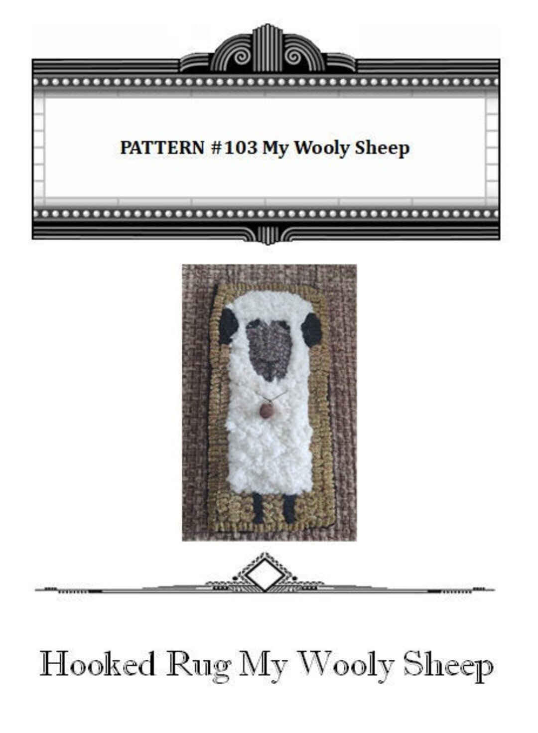 Hooked Rug Wooly Sheep PDF Pattern Only Thewarehouseshelf Hooked Rug ...