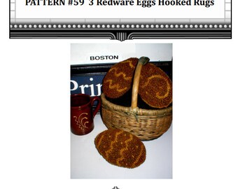 Hooked Reware Eggs PDF Pattern Only Thewarehouseshelf Redware Egg Hooked Rug Pattern