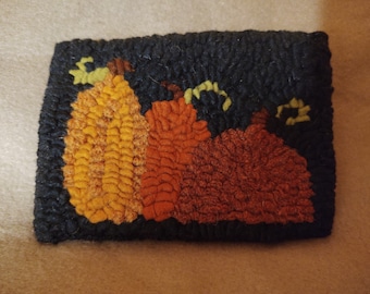 Hooked Rug Sale 3 Mini Pumpkins Thewarehouseshelf Hooked Pumpkins