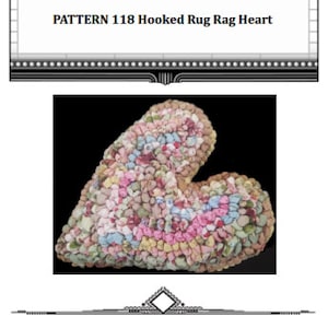 May include: A colorful heart-shaped hooked rug made from fabric scraps. The rug is a mix of pink, blue, green, and brown fabric scraps. The rug is a great addition to any home decor.