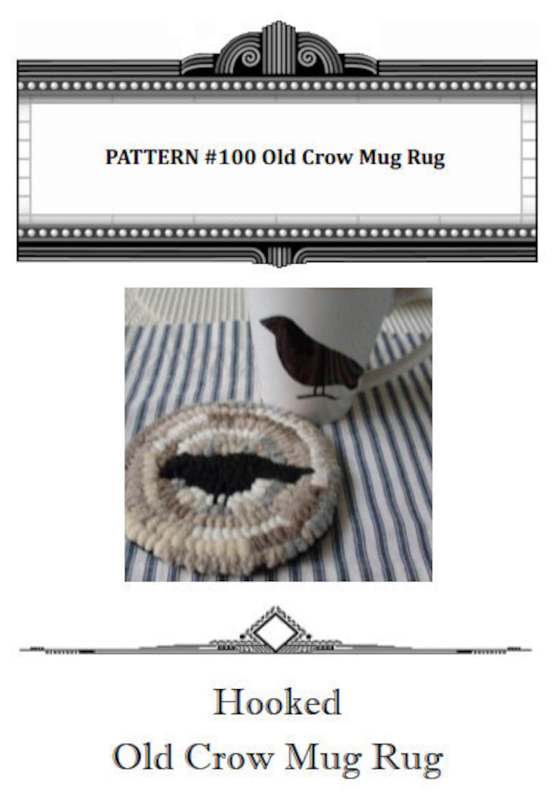 Hooked Rug Olde Crow Mug Rug Thewarehouseshelf Hooked Crow Rug PDF ...