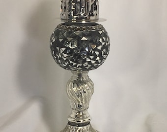 Handmade Recycled Small Mercury Glass Lamp (Broken Series)