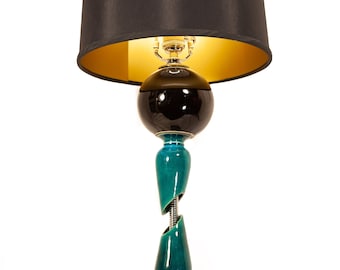 Handmade Recycled Opposing Teal Vase Table Lamp