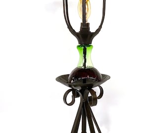Handmade Recycled Slumped Glass Candleholder Table Lamp