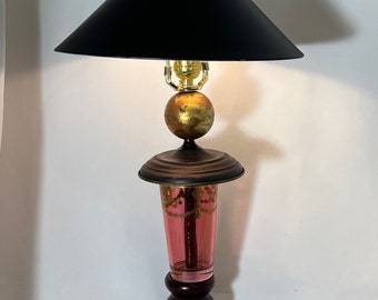 Handmade Recycled Pink Glass Lantern Table Lamp