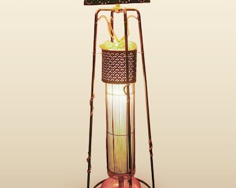 Handmade Recycled Giant Crazy Copper Black Floor Lamp (local pickup only)