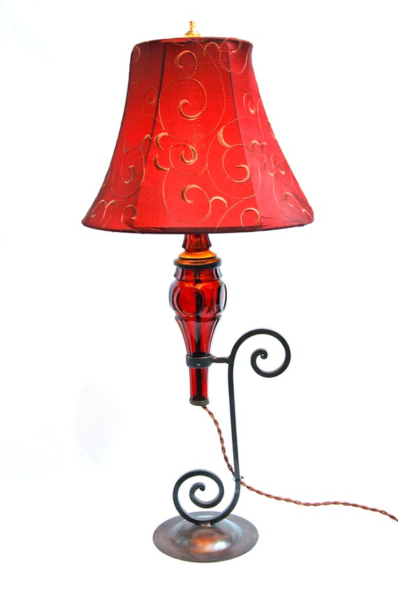 tall red table lamps