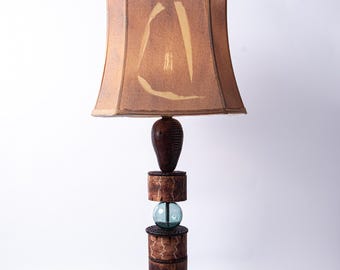 Handmade Recycled Wood and Sea Table Lamp