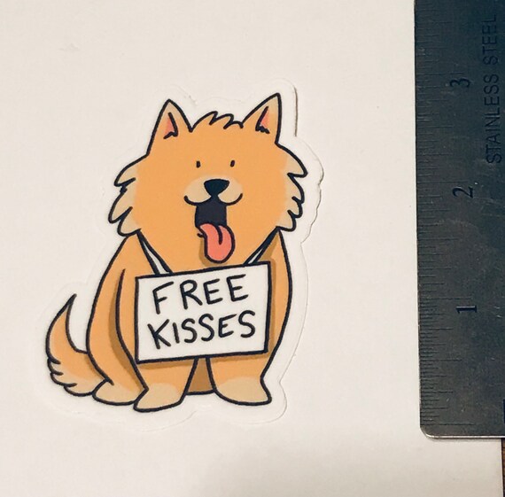 Free Kisses Dog 3 Inch Sticker / Vinyl / Sticker / UV Proof / Etsy
