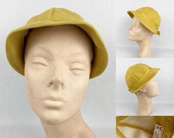 1950s Wetherall Sports Hat in Soft Mustard - Charming Little Sports Hat