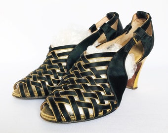 black and gold evening shoes