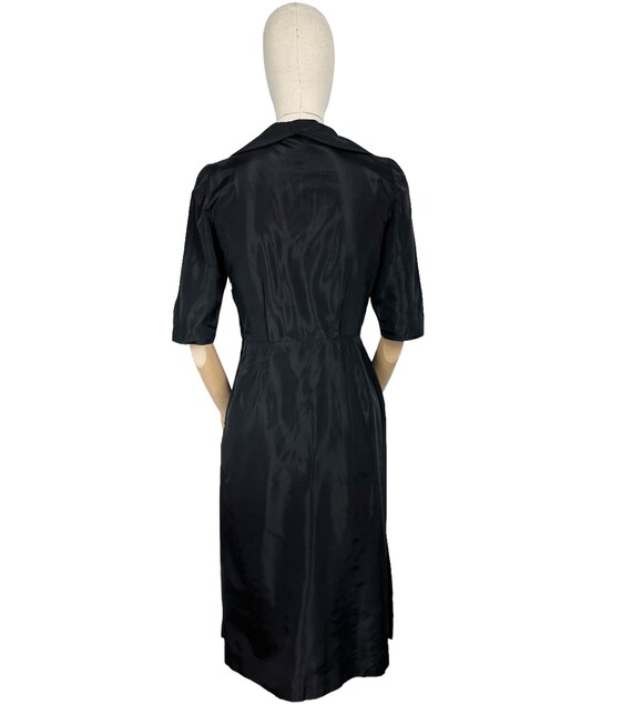 Original 1950's Inky Black Taffeta Cocktail Dress… - image 4