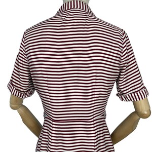 Original 1940s CC41 Burgundy and White Floppy Cotton Day Dress with Pockets Bust 36 image 6