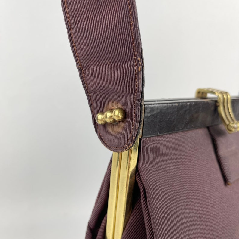 Original 1940's Fassbender Bag in Dark Burgundy Grosgrain - Etsy
