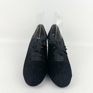 Original 1940's CC41 Deadstock Styl-EEZ Black Suede Lace Up Shoes Narrow UK 4 image 8