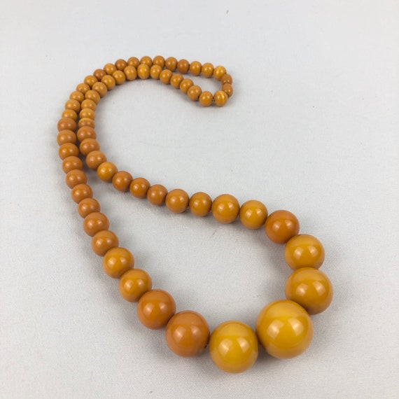 1940s Egg Yolk Yellow Bakelite Beaded Necklace