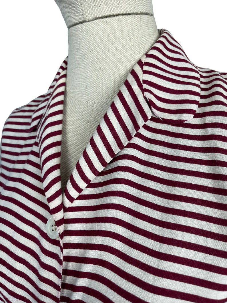 Original 1940s CC41 Burgundy and White Floppy Cotton Day Dress with Pockets Bust 36 image 10