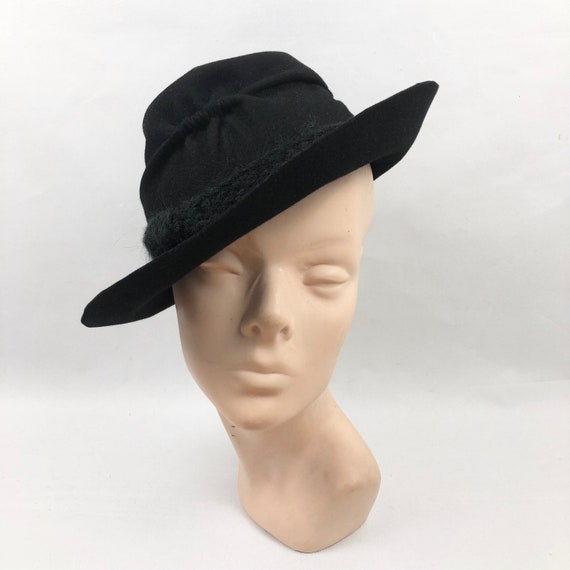 Original 1940s Black Felt Fedora Hat