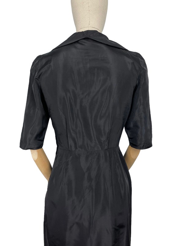 Original 1950's Inky Black Taffeta Cocktail Dress… - image 6