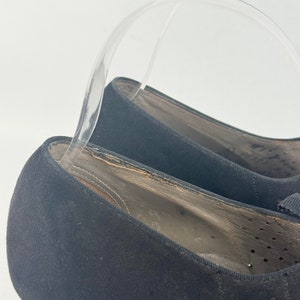Original 1940's CC41 Deadstock Styl-EEZ Black Suede Lace Up Shoes Narrow UK 4 image 6