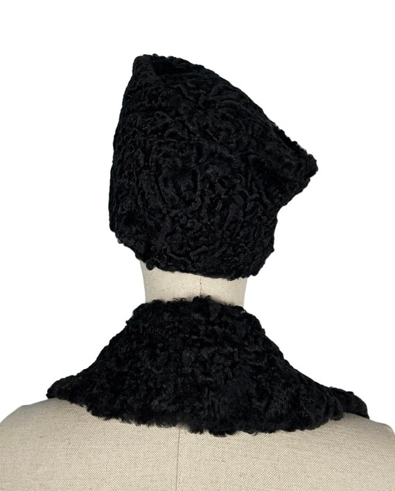 Original 1930's Black Astrakhan Hat and Scarf - R… - image 5