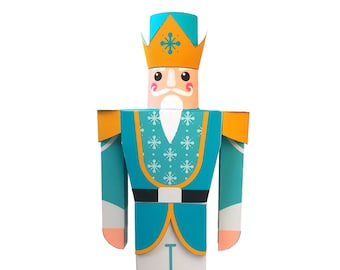 Scatola portaconfetti schiaccianoci, decorazione stampabile, decorazioni natalizie fai da te, re blu