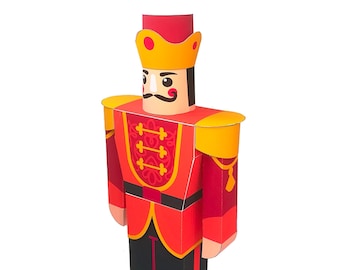 Nutcracker favor box, printable decoration, diy Christmas decor, red prince