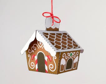 Printable ornament, gingerbread house, Christmas decor, direct download