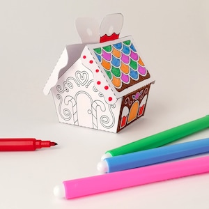 Printable ornament, colouring activity, gingerbread house, direct download