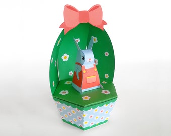 Printable Easter bunny favor box, instant download