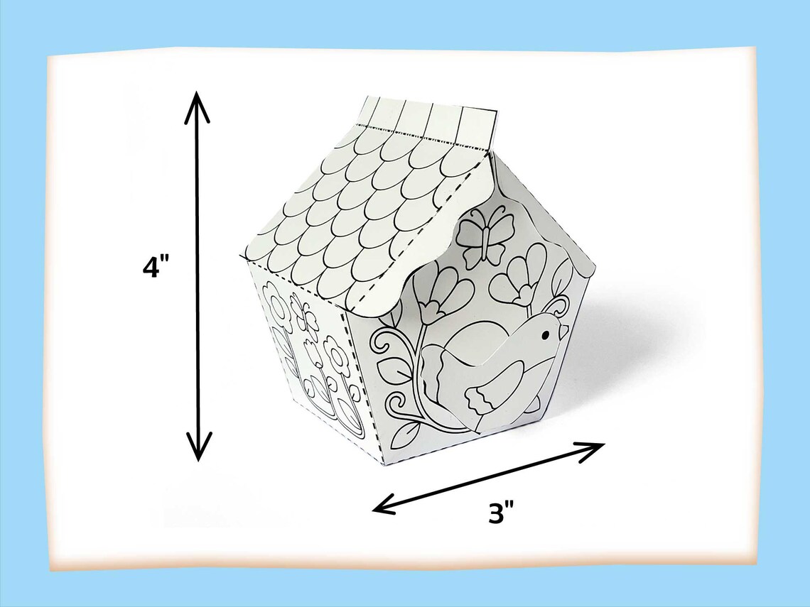 DIY Colouring Birdhouse Papercraft - Etsy UK