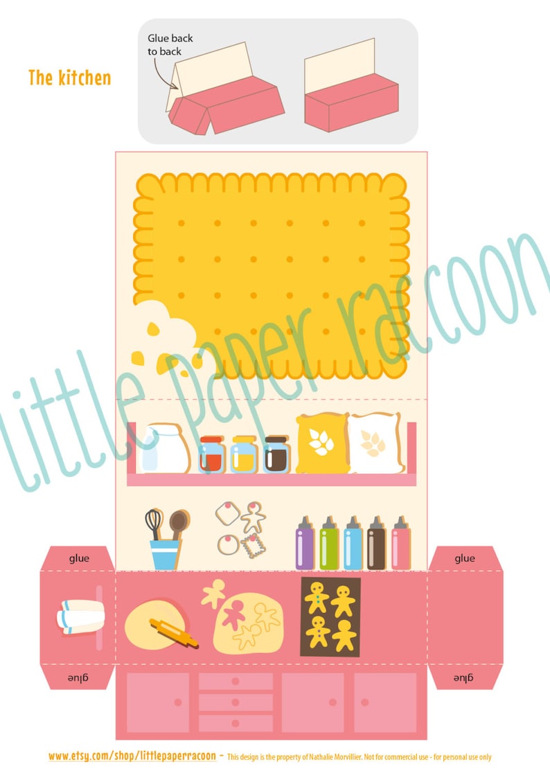 DIY paper toy Cookie shop playset DIY papercraft kit Paper doll house Pdf papertoy Instant download Printable paper toy DIY pretend play image 5