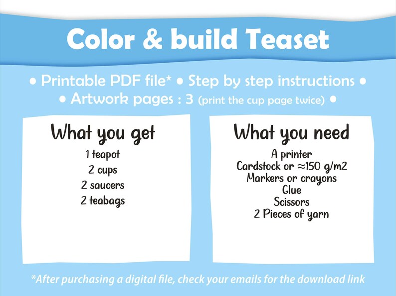 Prinatable Tea Set Printable Papercraft Kit, Floral Teaset, DIY Paper Toy, Coloring Craft ...