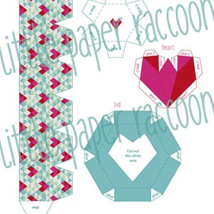 Diy Valentine Box Printable Pdf Favor Box Printable Heart Box for Her Diy Favor Box Valentine ...