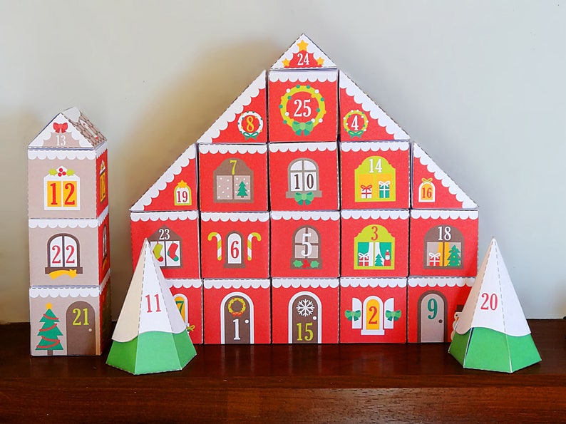 Printable Advent Calendar Christmas Decor Christmas Town Etsy