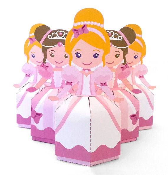 Printable princess favor box, Diy favor box, instant download