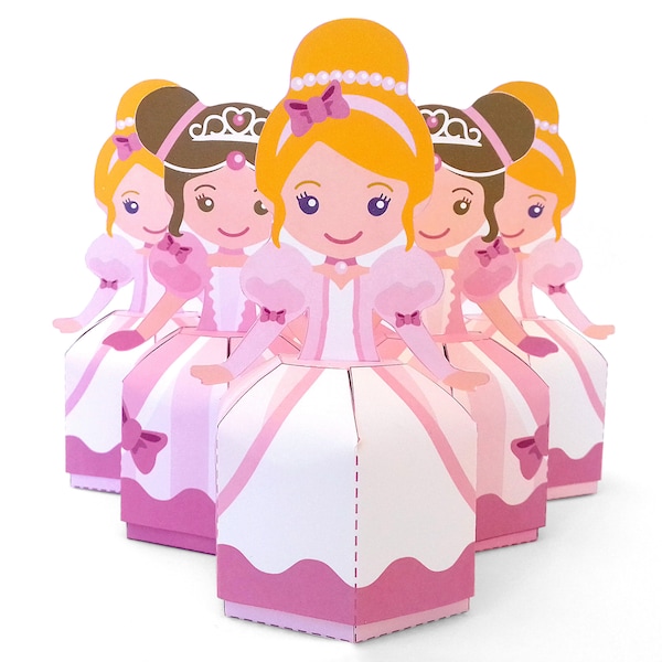 Printable princess favor box, Diy favor box, instant download