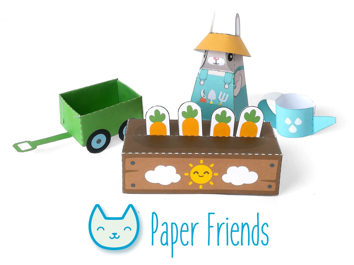 DIY Papercraft Kit, Bunny and Carrot Patch, Instant Download - Etsy