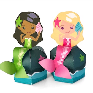 Printable mermaid favor box, instant download