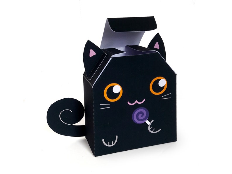 Pack of 3 DIY favor boxes Cat Bat and Ghost for Halloween image 6