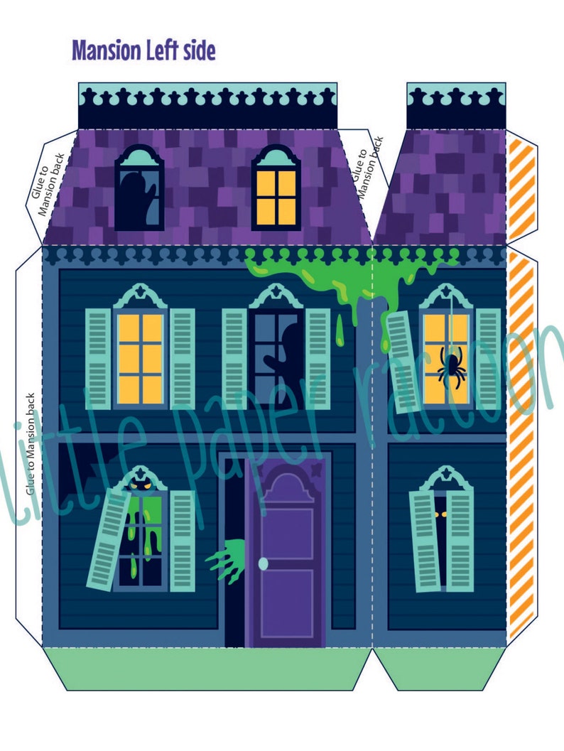 Printable haunted house paper toy, Halloween decor indoor, Halloween DIY pattern, DIY instant download image 4