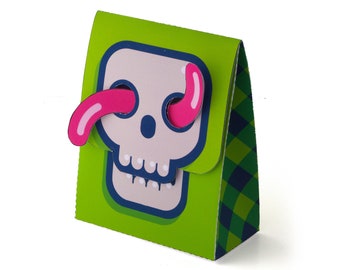 DIY Halloween favor box Skull & worm