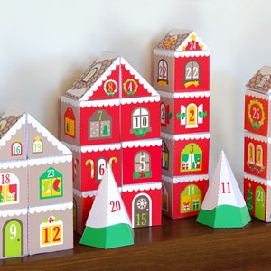 Printable Advent Calendar, Christmas decor, Christmas town instant download