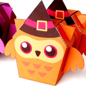 Printable Halloween Favor box, Owl treat box, direct download