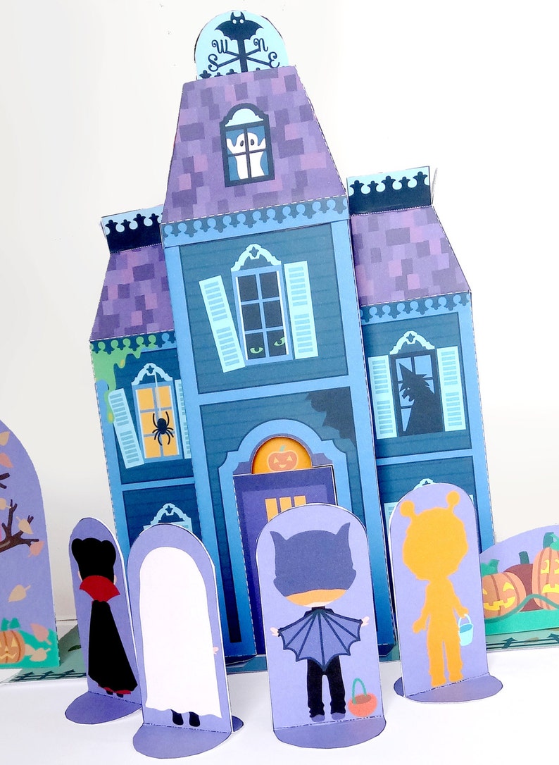 Printable haunted house paper toy, Halloween decor indoor, Halloween DIY pattern, DIY instant download image 2