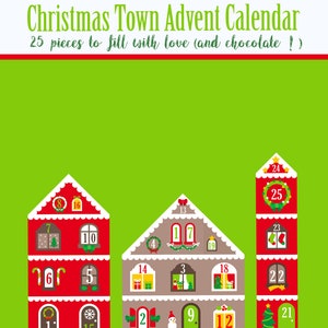 Printable Advent Calendar, Christmas decor, Christmas town instant download image 5