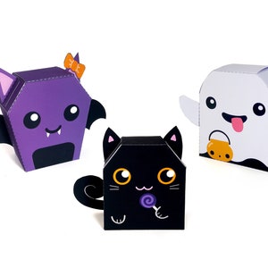 Pack of 3 DIY favor boxes Cat Bat and Ghost for Halloween image 1