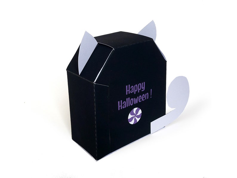 Pack of 3 DIY favor boxes Cat Bat and Ghost for Halloween image 7