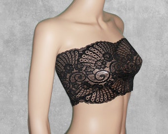 Lace Bandeau Bra Top - Handmade, Eco-Friendly Fabric, Custom, Made to Order